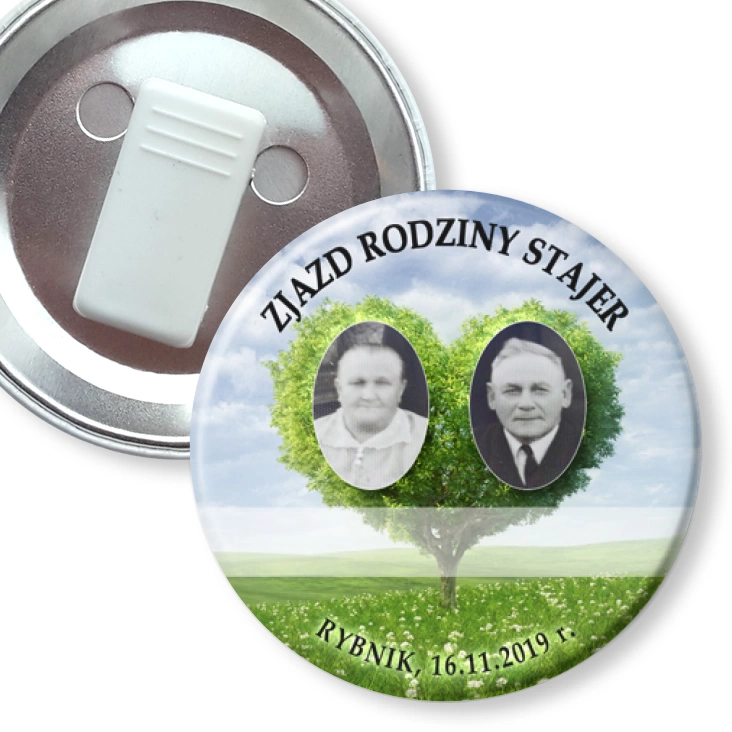 przypinka z żabką Zjazd rodziny Stajer 