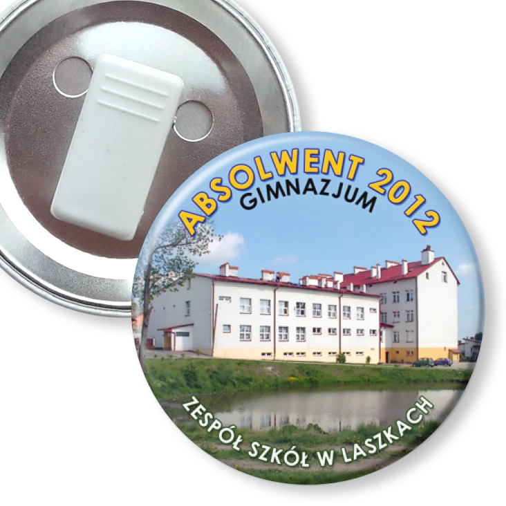 przypinka z żabką ZS w Laszkach - Absolwent Gimnazjum 2012