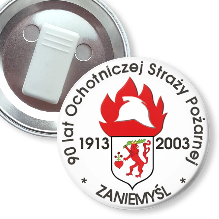 przypinka z żabką 90 lat OSP Zaniemyśl