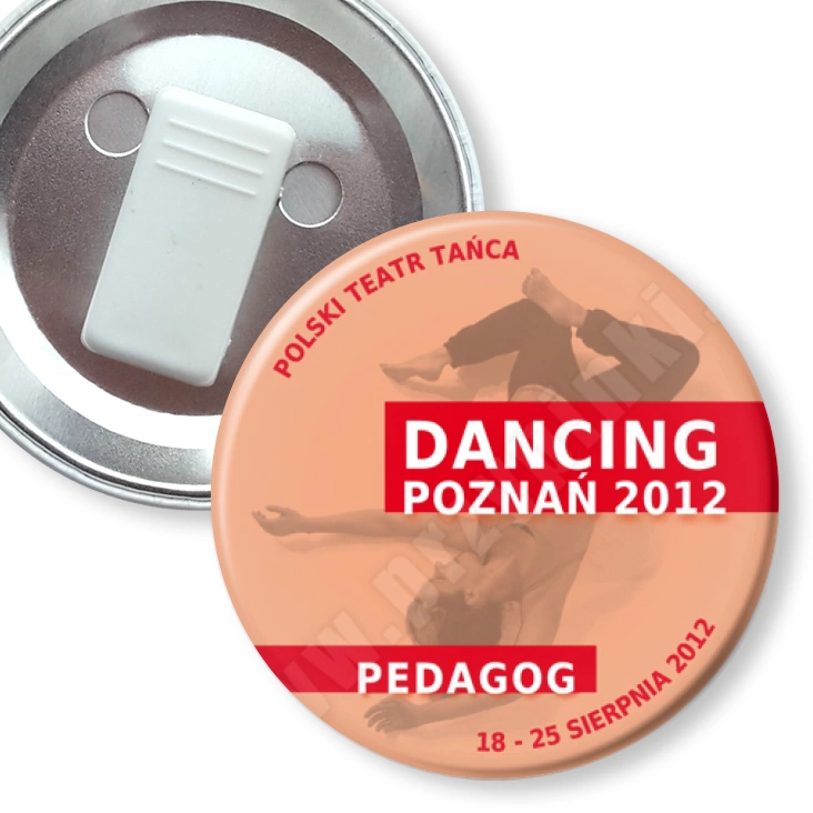 przypinka z żabką Dancing Poznań 2012 - pedagog