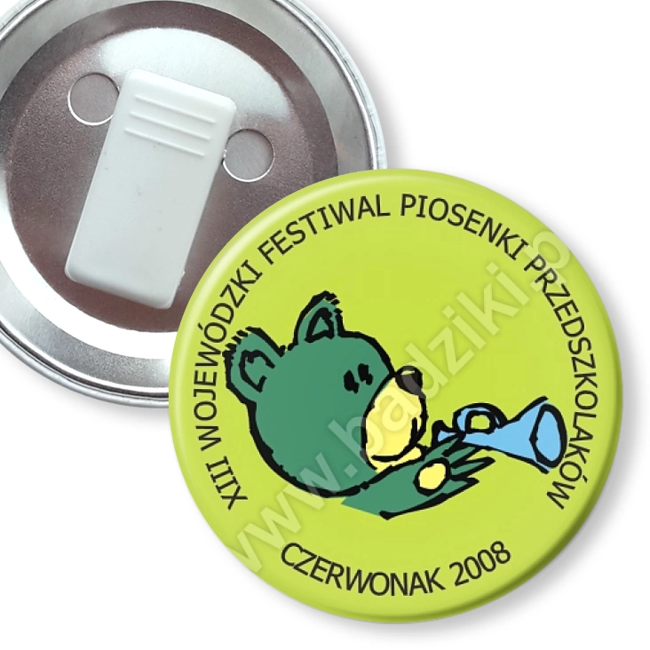 przypinka z żabką Festiwal Piosenki Przedszkolaków