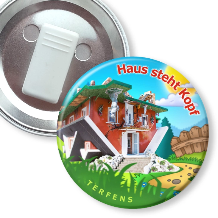 przypinka z żabką Haus Steht Kopf