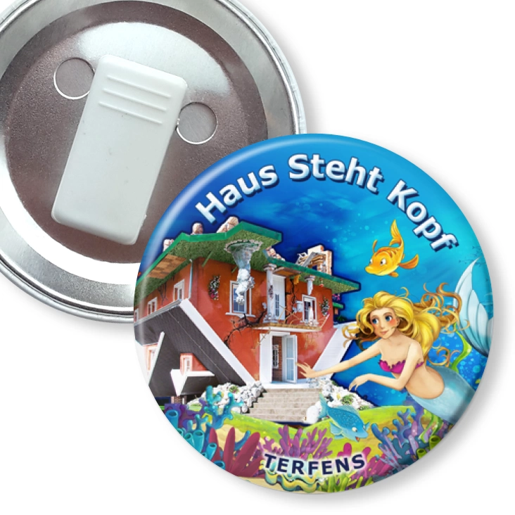 przypinka z żabką Haus Steht Kopf