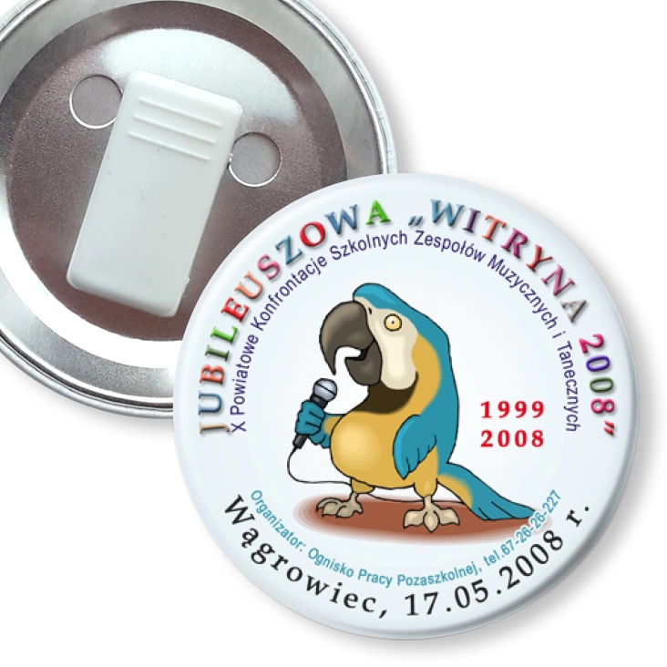 przypinka z żabką Jubileuszowa Witryna 2008