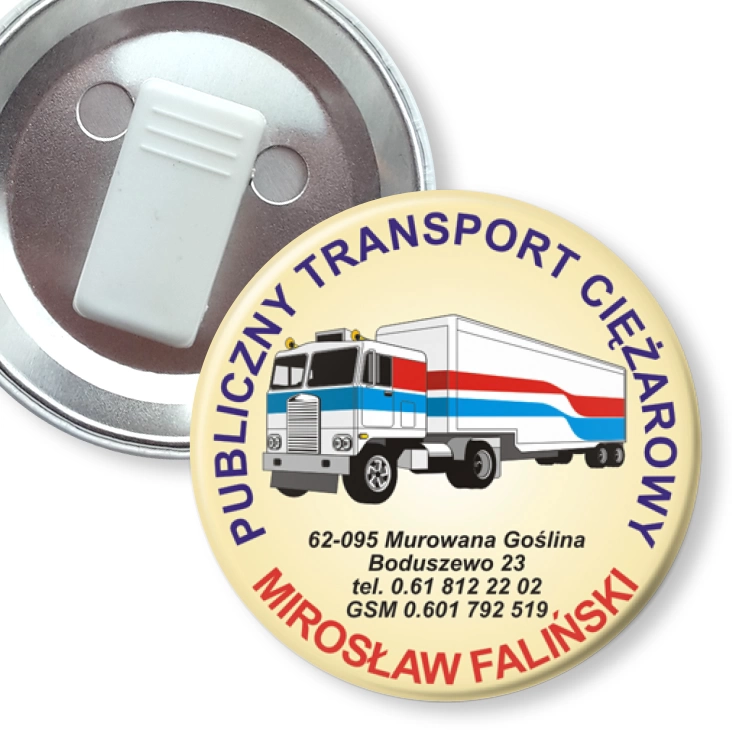 przypinka z żabką Mirosław Faliński - publiczny transport ciężarowy