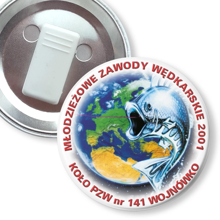 przypinka z żabką Młodzieżowe Zawody Wędkarskie 2001