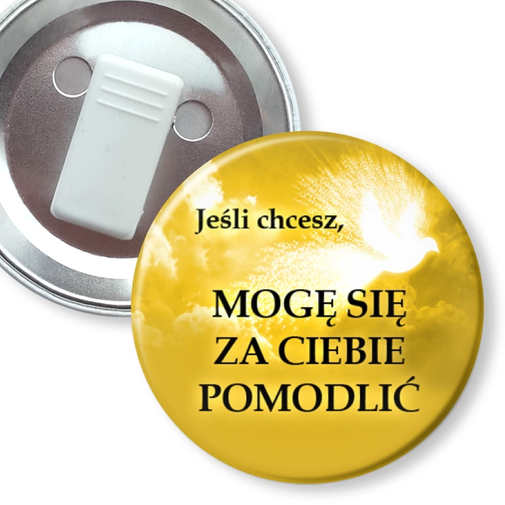 przypinka z żabką Mogę się za Ciebie pomodlić