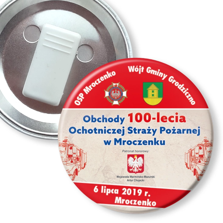 przypinka z żabką Obchody 100-lecia OSP w Mroczenku