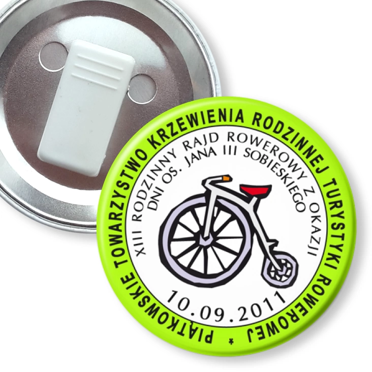przypinka z żabką Piątkowo Rodzinny Rajd Rowerowy 2011