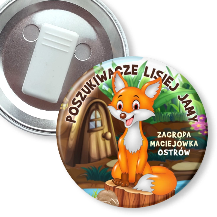 przypinka z żabką Poszukiwacze lisiej jamy