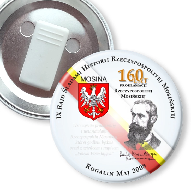 przypinka z żabką Śladami Historii Rzeczypospolitej Mosińskiej