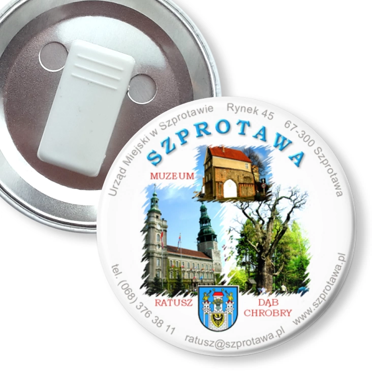 przypinka z żabką Szprotawa