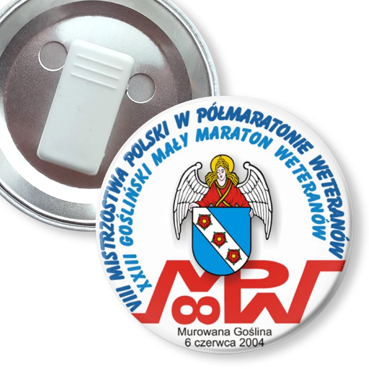 przypinka z żabką VIII Mistrzostwa Polski w Półmaratonie Weteranów