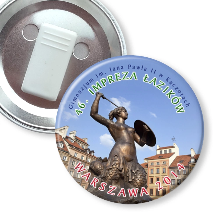 przypinka z żabką Wycieczka Kaczory-Warszawa