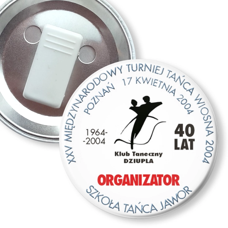 przypinka z żabką XXV Międzynarodowy Turniej Tańca - ORGANIZATOR