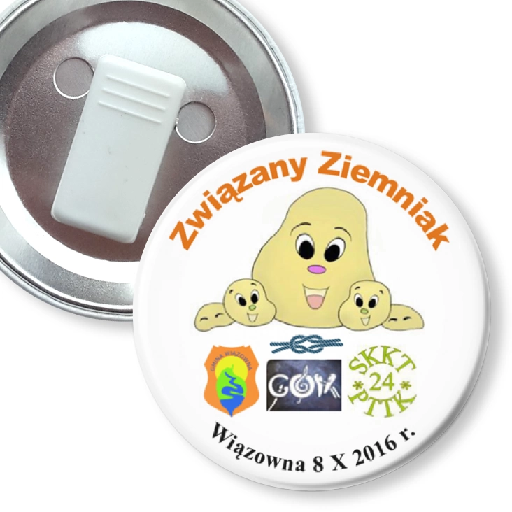 przypinka z żabką Zawiązany Ziemniak