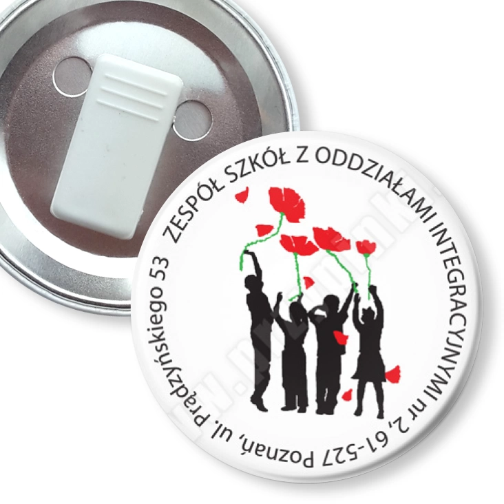 przypinka z żabką Zespół Szkoł nr 2
