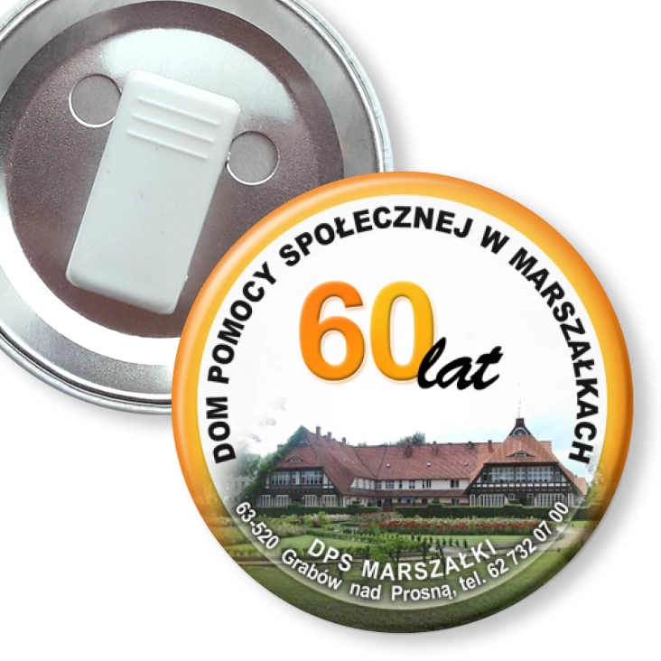 przypinka z żabką 60 lat DPS w Marszałkach