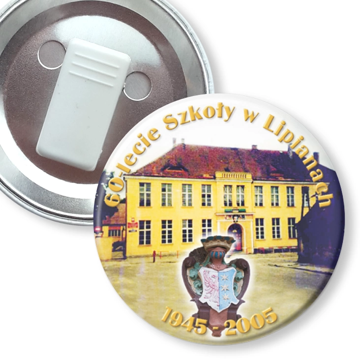 przypinka z żabką 60-lecie Szkoły w Lipianach 2005