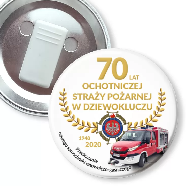przypinka z żabką 70 OSP w Dziewokluczu