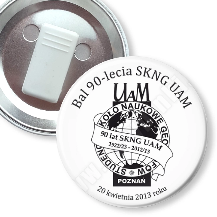 przypinka z żabką Bal 90-lecia SKNG UAM
