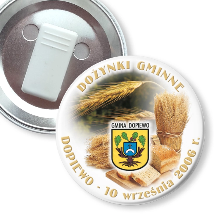 przypinka z żabką Dożynki Gminne - Dopiewo