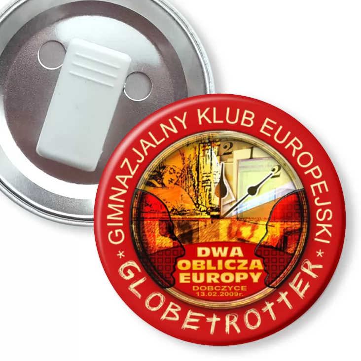 przypinka z żabką Dwa oblicza Europy