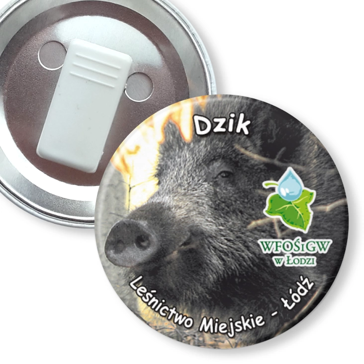 przypinka z żabką Dzik