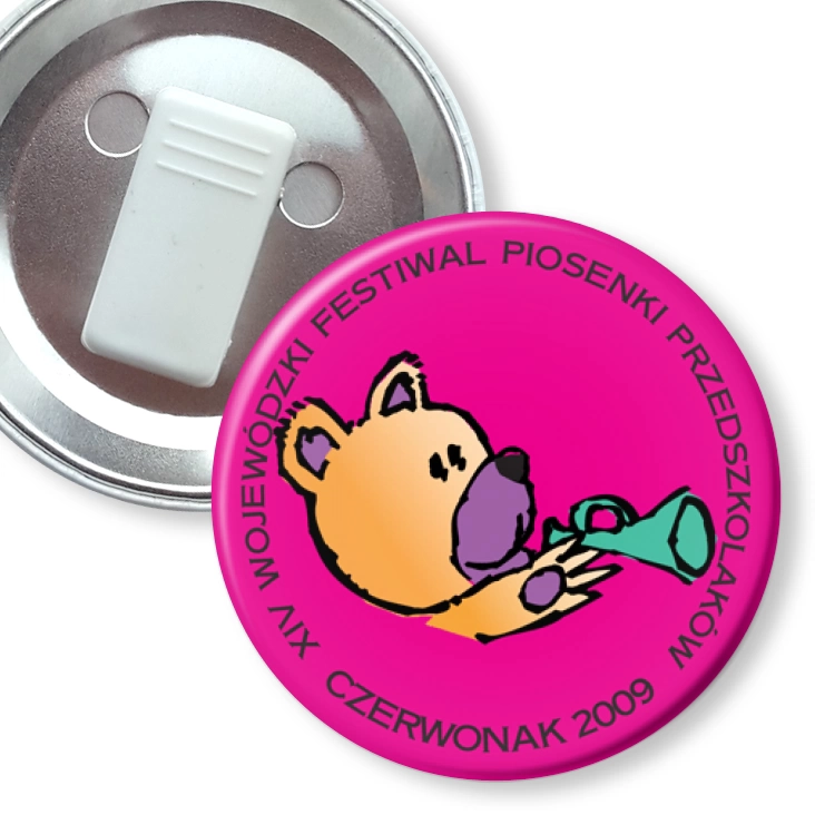 przypinka z żabką Festiwal Piosenki Przedszkolaków