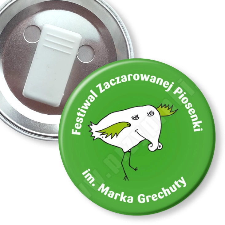przypinka z żabką Festiwal Zaczarowanej Piosenki im. Marka Grechuty