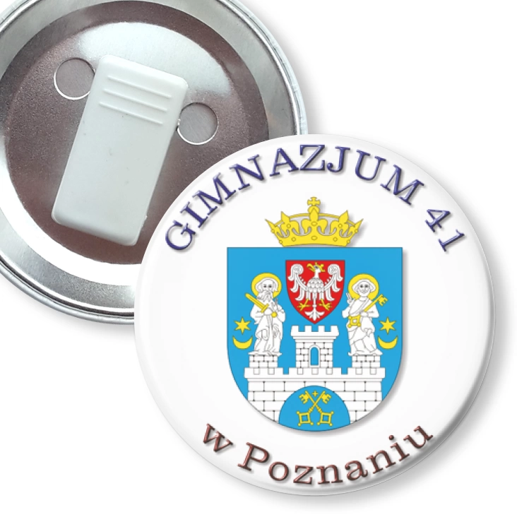 przypinka z żabką Gimnazjum 41 w Poznaniu