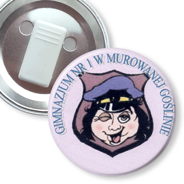 przypinka z żabką Gimnazjum nr 1 w Murowanej Goślinie