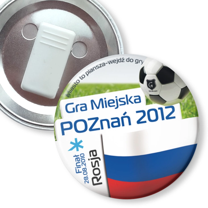 przypinka z żabką Gra Miejska - Poznań 2012 - Rosja