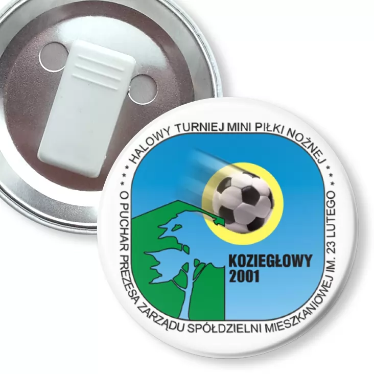 przypinka z żabką Halowy turniej mini piłki nożnej - Koziegłowy 2001