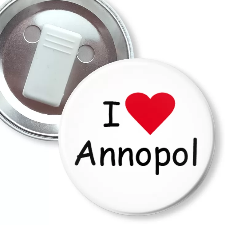 przypinka z żabką I love Annopol