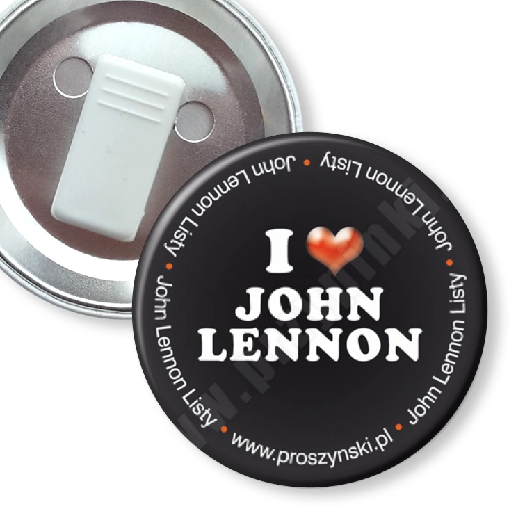 przypinka z żabką I love John Lennon