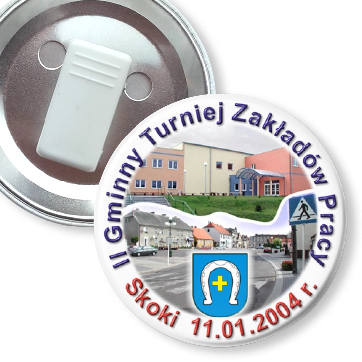 przypinka z żabką II Gminny Turniej Zakładów Pracy