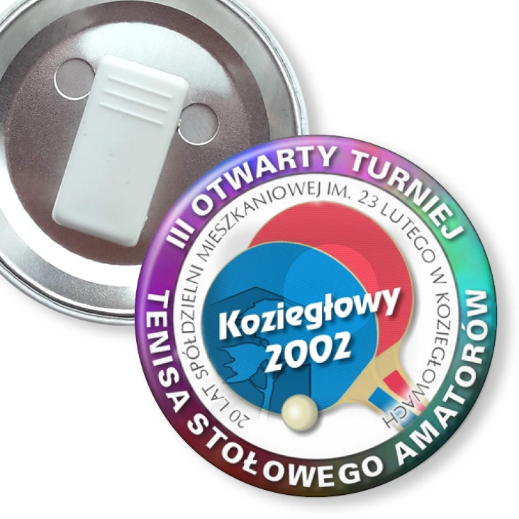 przypinka z żabką III Otwart Turniej Tenisa Stołowego Amatorów Koziegłowy 2002