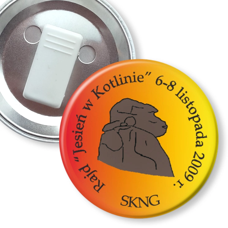 przypinka z żabką Jesień w kotlinie