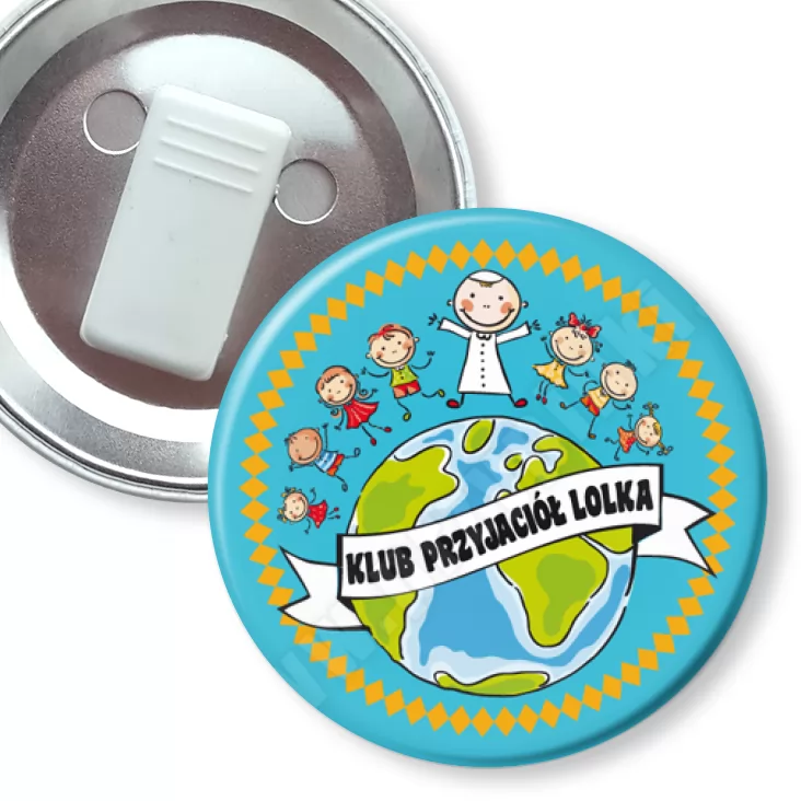 przypinka z żabką Klub Przyjaciół Lolka B