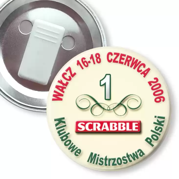 przypinka z żabką Klubowe Mistrzostwa Polski -  Scrabble 2006