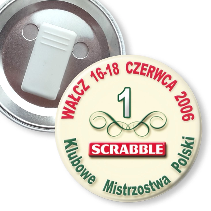 przypinka z żabką Klubowe Mistrzostwa Polski - Scrabble 2006