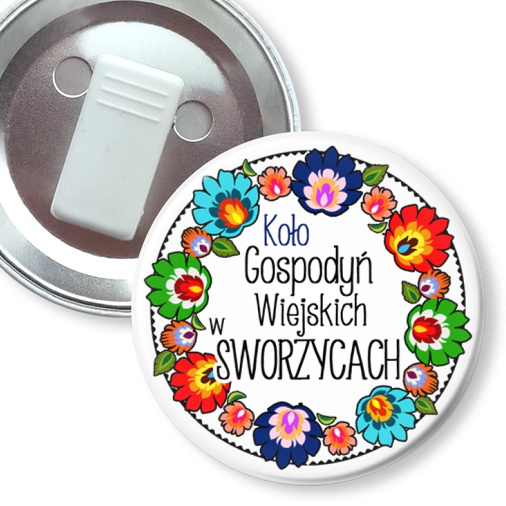 przypinka z żabką Koło Gospodyń Wiejskich w Sworzycach