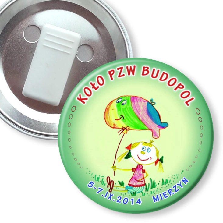 przypinka z żabką Koło PZW Budopol
