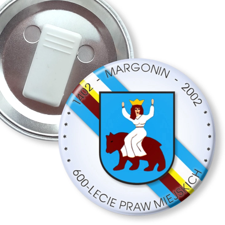 przypinka z żabką Margonin - 600-lecie Praw Miejskich 