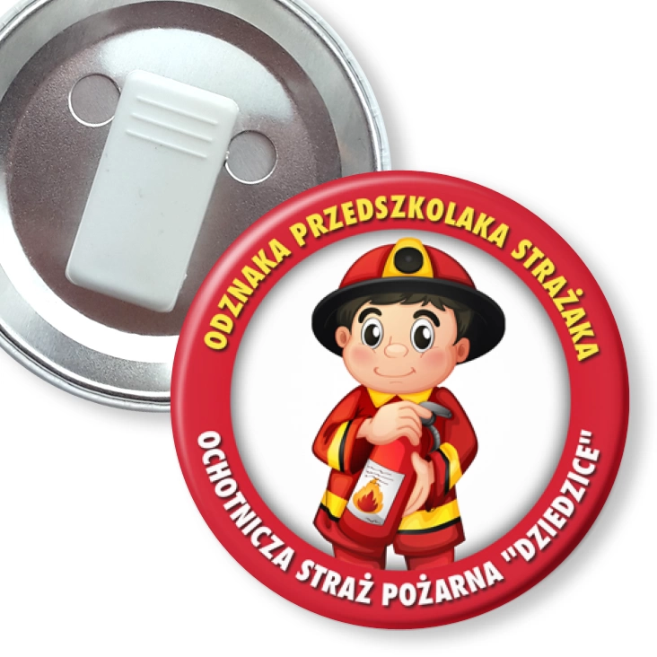 przypinka z żabką Odznaka Przedszkolaka Strażaka