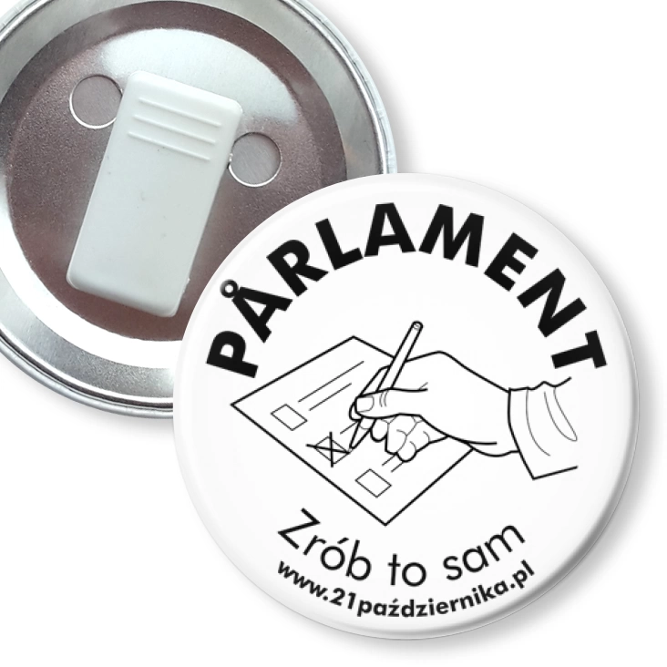 przypinka z żabką Parlament