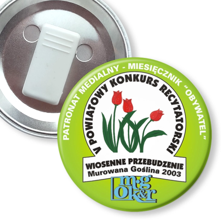 przypinka z żabką Powiatowy Konkurs Recytatorski - Wiosenne Przebudzenie2003