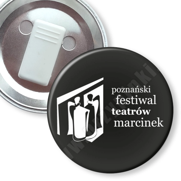 przypinka z żabką Poznański Festiwal Teatrów Marcinek