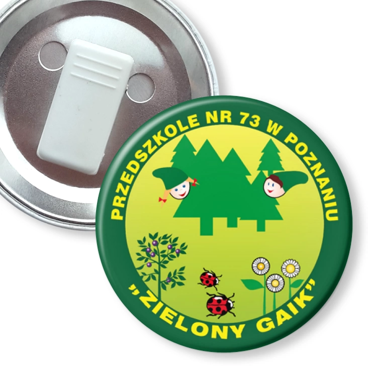 przypinka z żabką Przedszkole nr 73 w Poznaniu